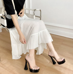 Elegant Transparent PVC Ankle Strap Open Toe Platform High Heels Sandals
