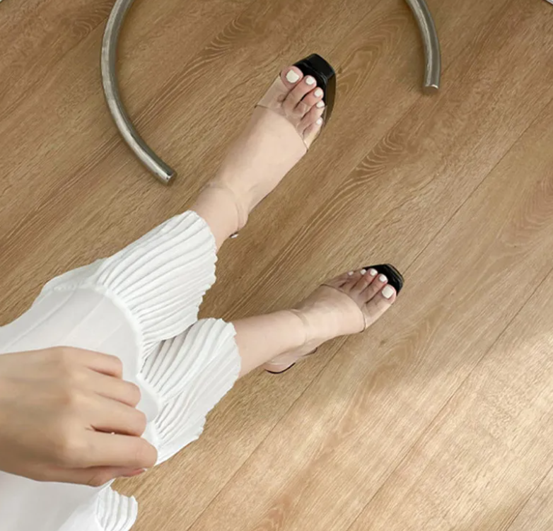 Elegant Transparent PVC Ankle Strap Open Toe Platform High Heels Sandals