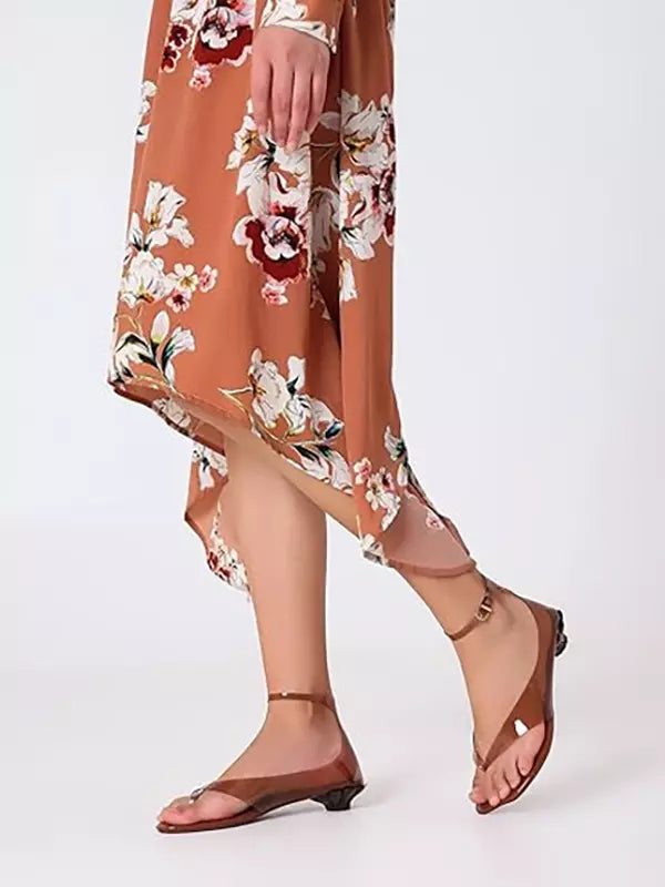 Elegant PVC Transparent Thong Designed Flip Flop Heels Sandals