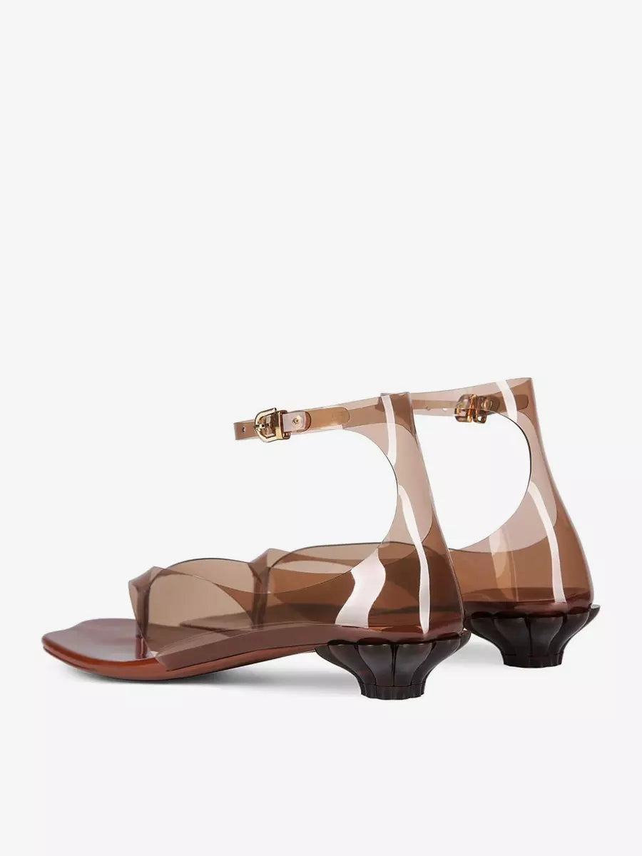 Elegant PVC Transparent Thong Designed Flip Flop Heels Sandals