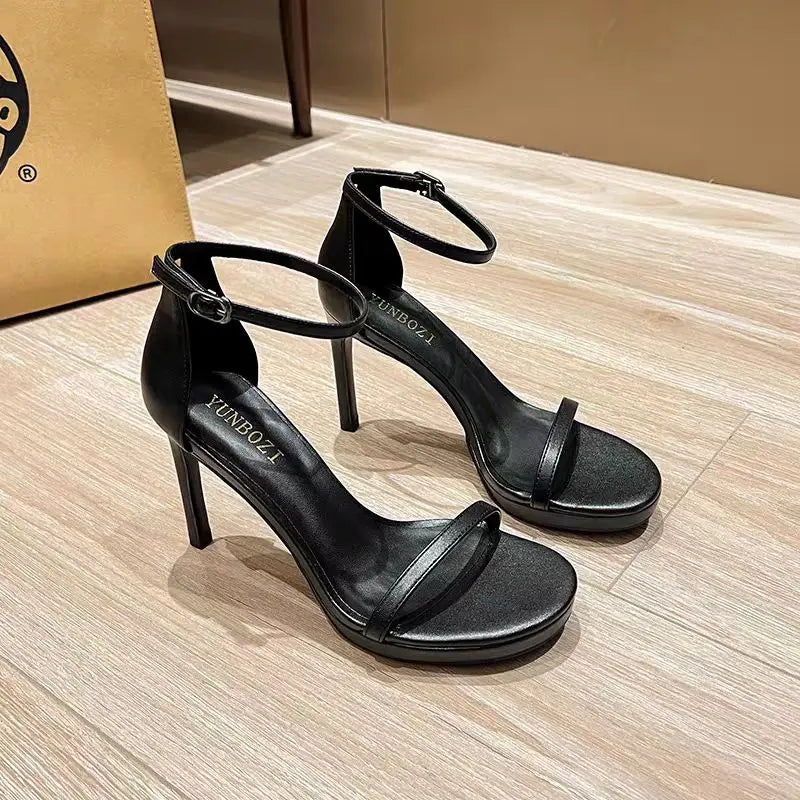 Elegant Ultra-High Platform Waterproof Open-Toe Stiletto Thin High Heels