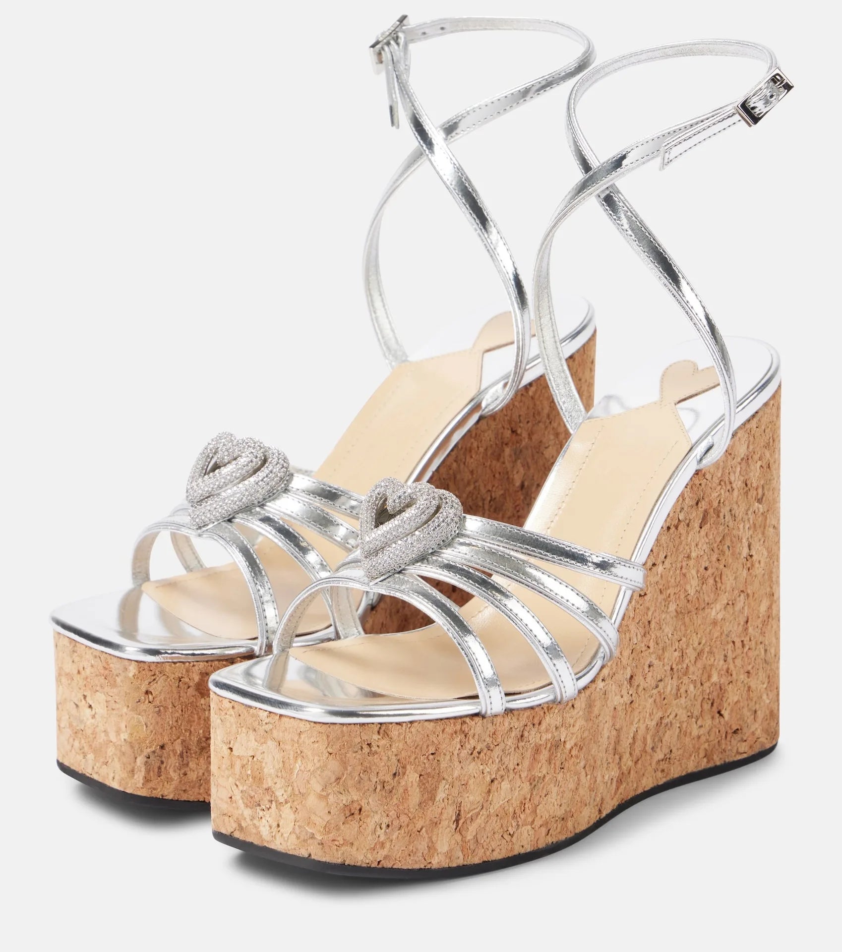 Elegant Water Heart Water Diamond Thick Soled Strap High Heels Sandals
