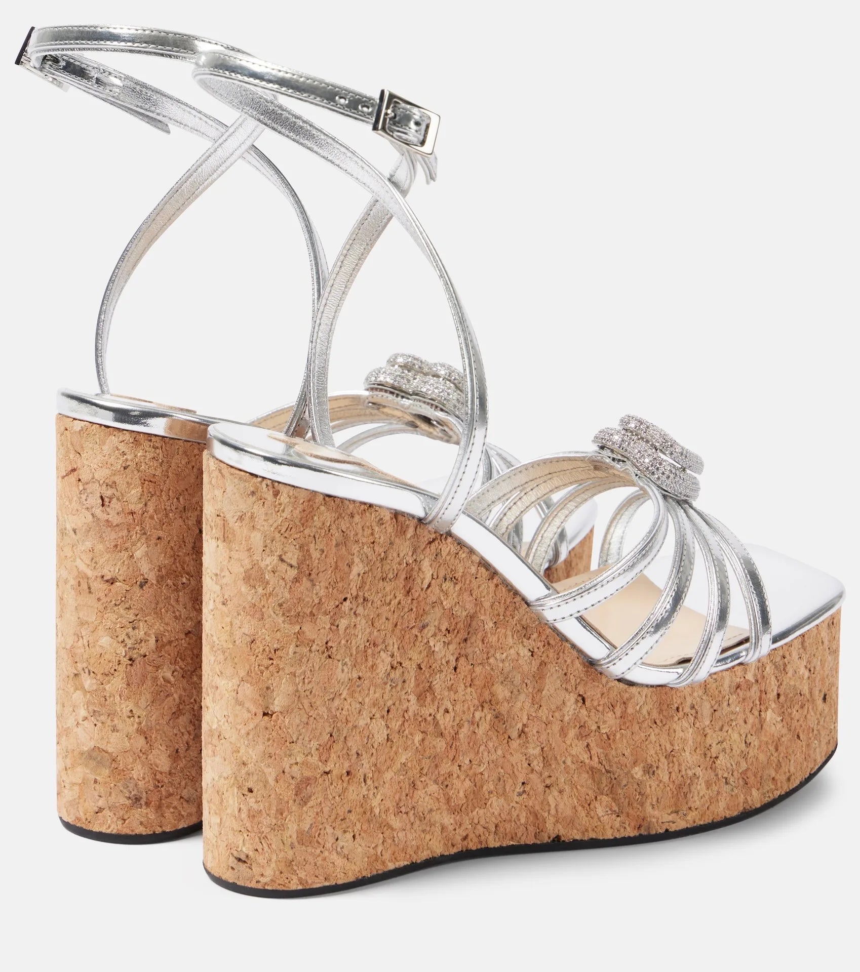 Elegant Water Heart Water Diamond Thick Soled Strap High Heels Sandals