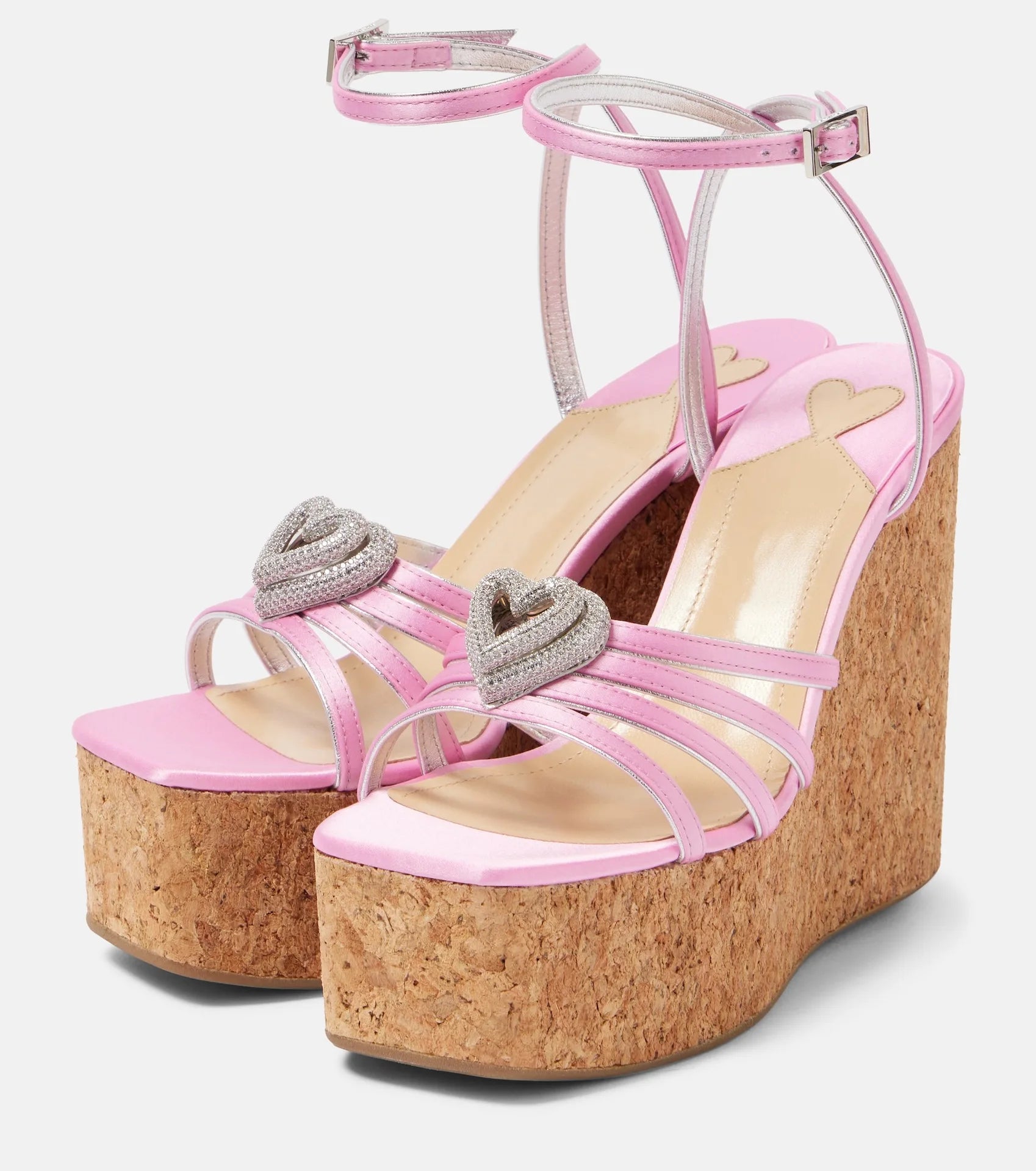 Elegant Water Heart Water Diamond Thick Soled Strap High Heels Sandals