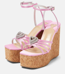 Elegant Water Heart Water Diamond Thick Soled Strap High Heels Sandals