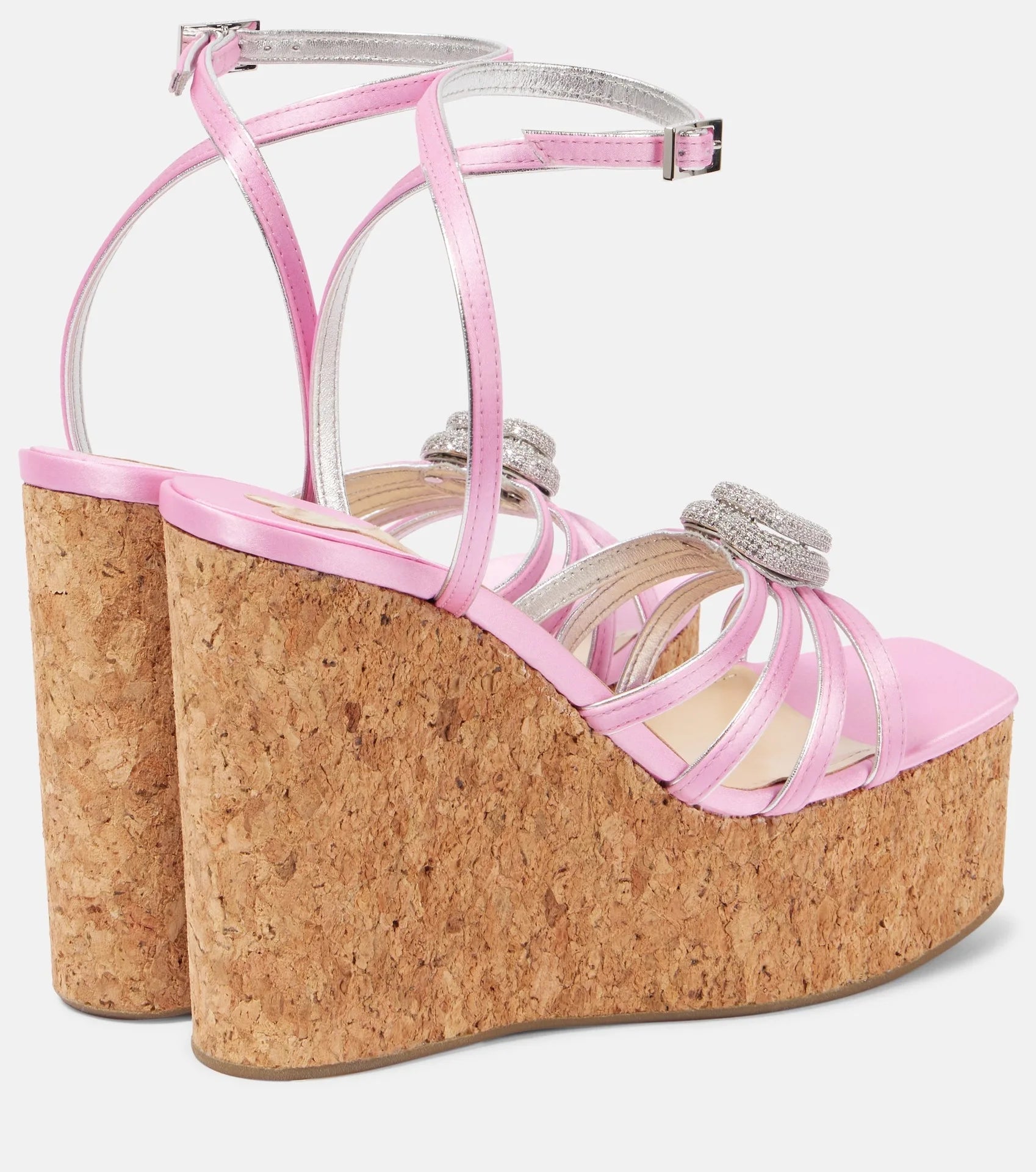 Elegant Water Heart Water Diamond Thick Soled Strap High Heels Sandals