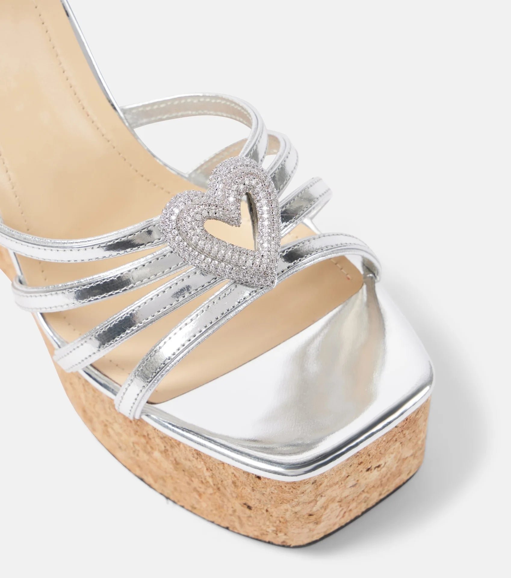Elegant Water Heart Water Diamond Thick Soled Strap High Heels Sandals