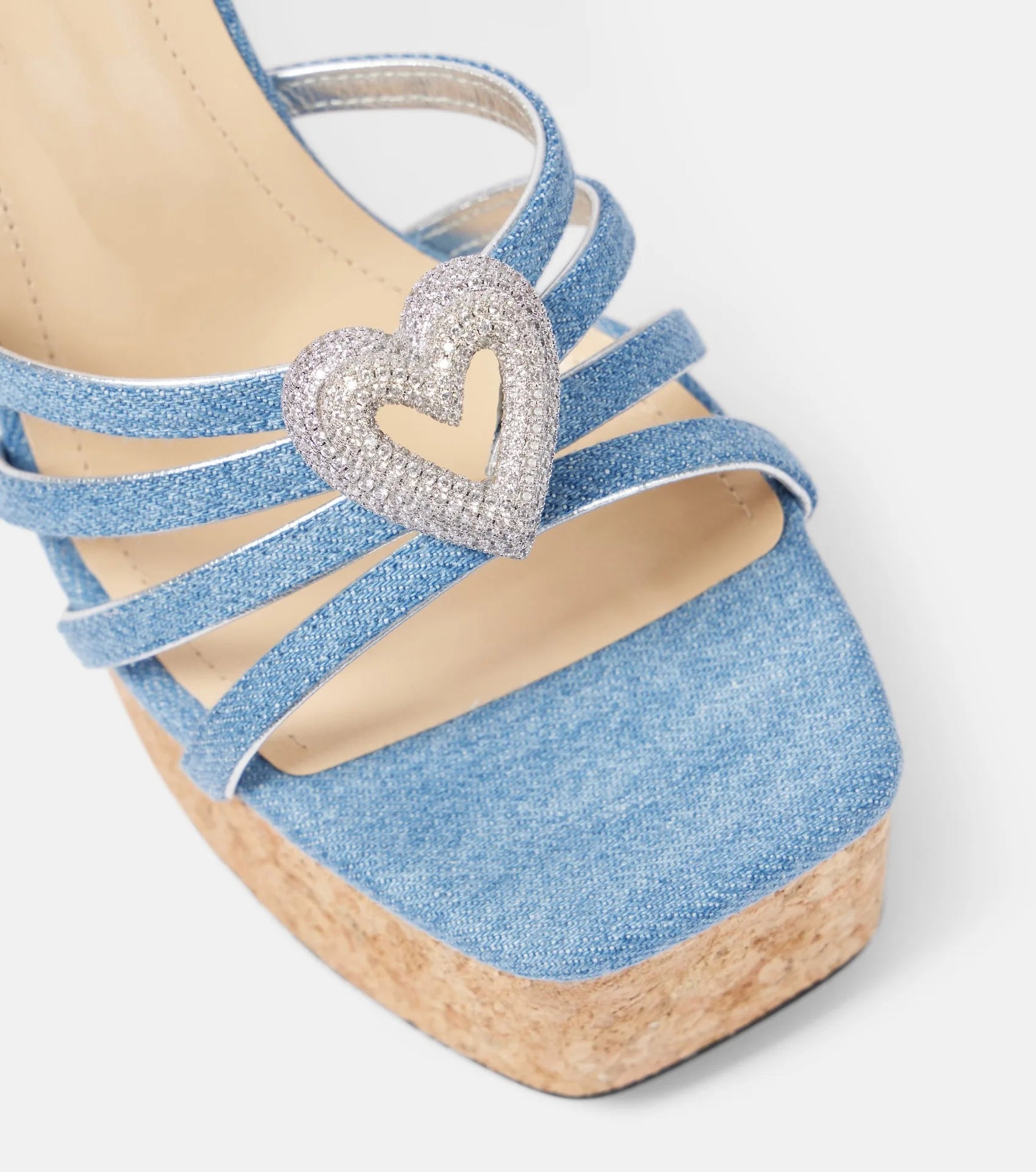 Elegant Water Heart Water Diamond Thick Soled Strap High Heels Sandals