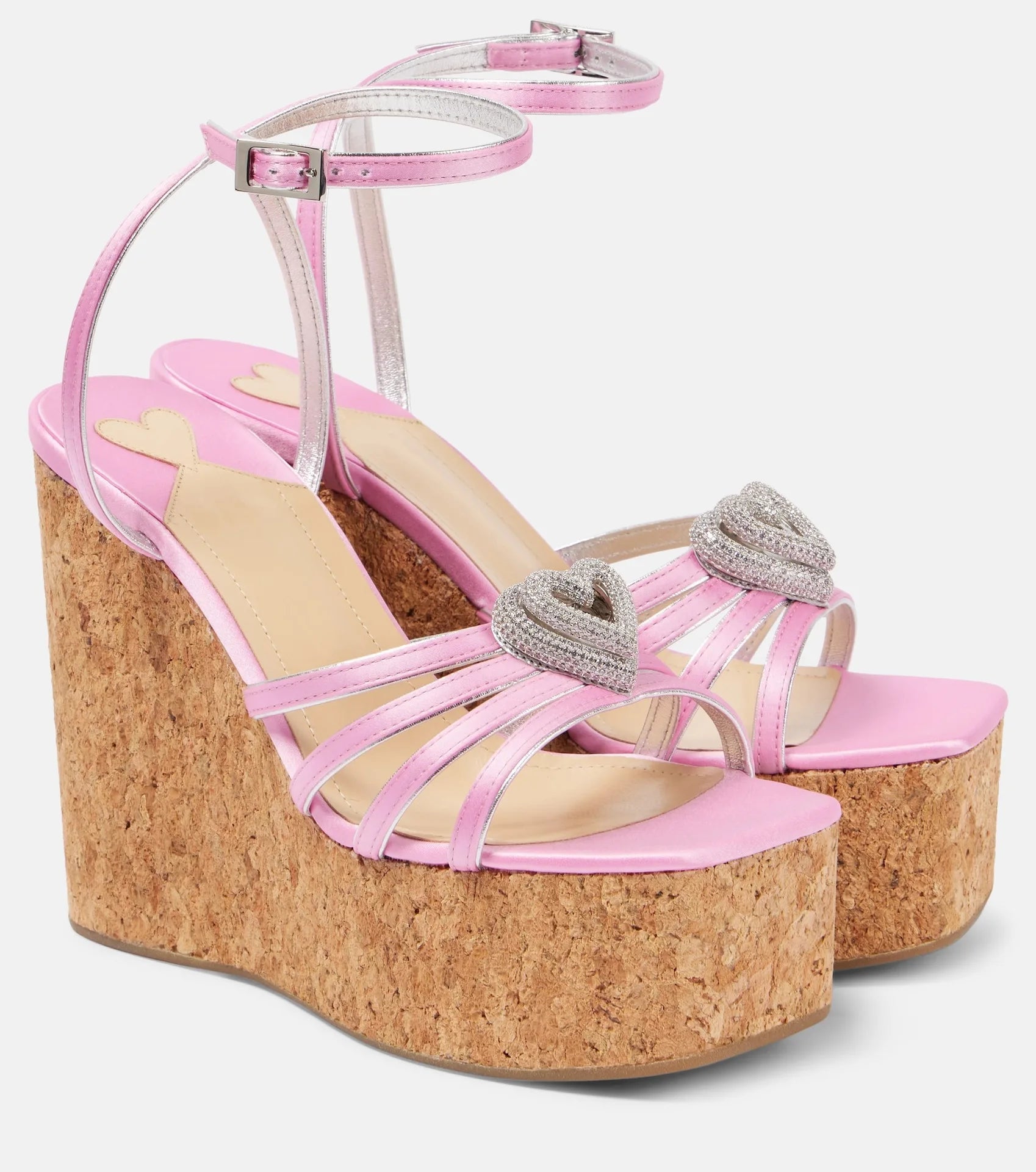 Elegant Water Heart Water Diamond Thick Soled Strap High Heels Sandals