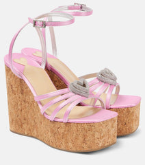 Elegant Water Heart Water Diamond Thick Soled Strap High Heels Sandals
