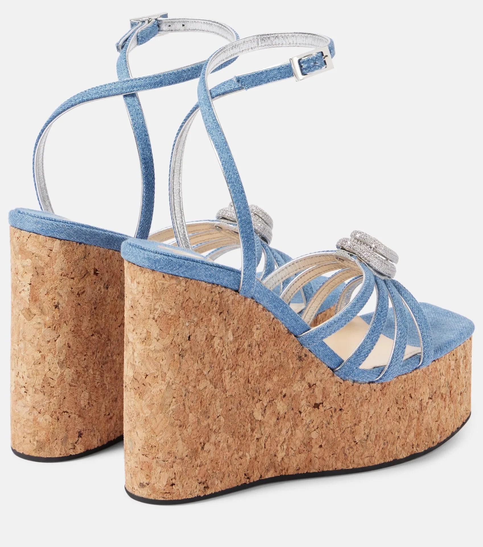 Elegant Water Heart Water Diamond Thick Soled Strap High Heels Sandals