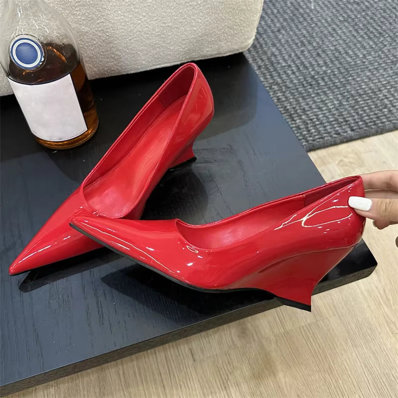 Elegant Wedding Banquet Pointed Toe Wedges High Heels Sandals