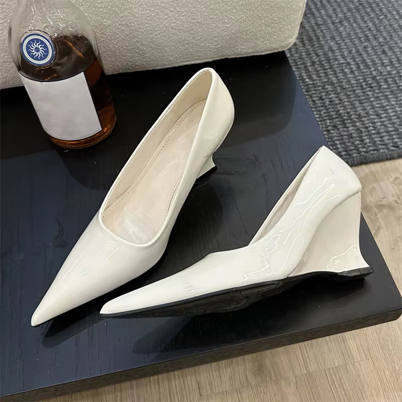 Elegant Wedding Banquet Pointed Toe Wedges High Heels Sandals