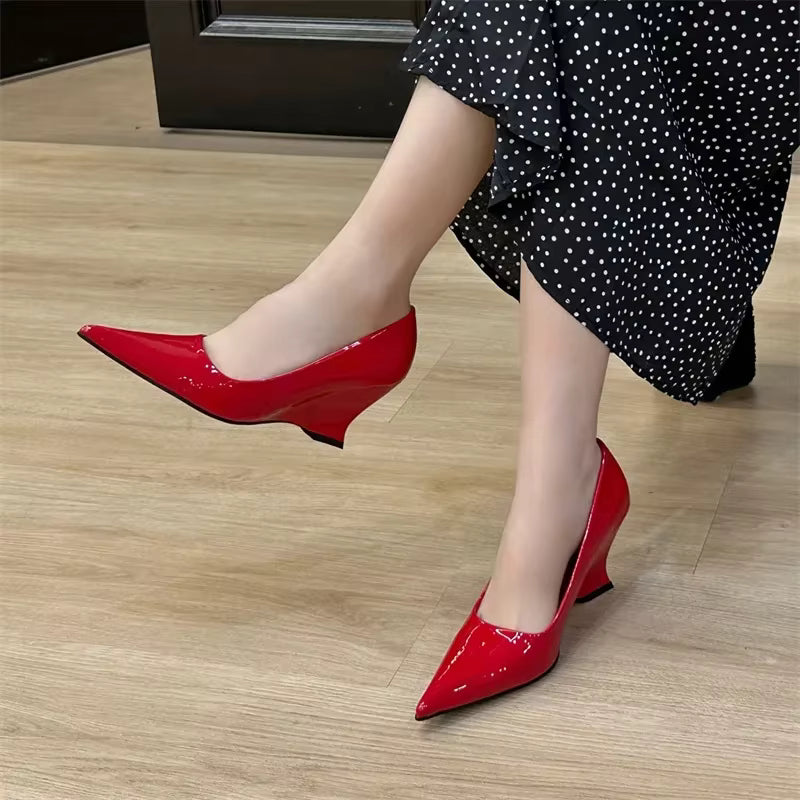 Elegant Wedding Banquet Pointed Toe Wedges High Heels Sandals