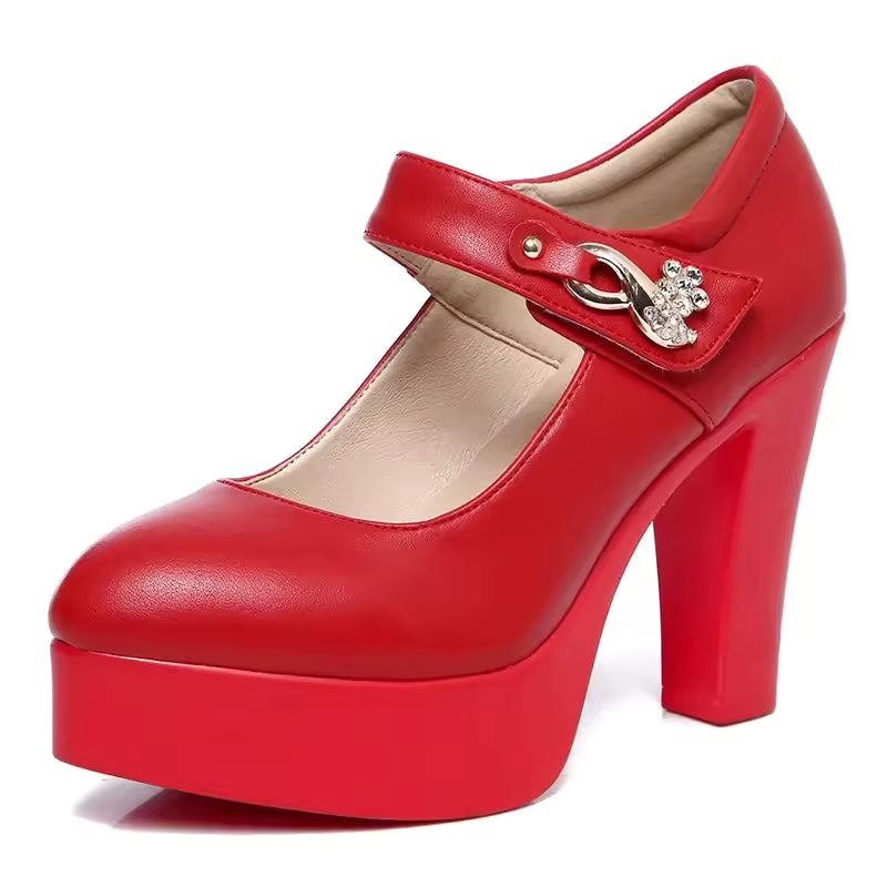 Elegant Wedding Pointed Toe Split Leather High Heels Pumps