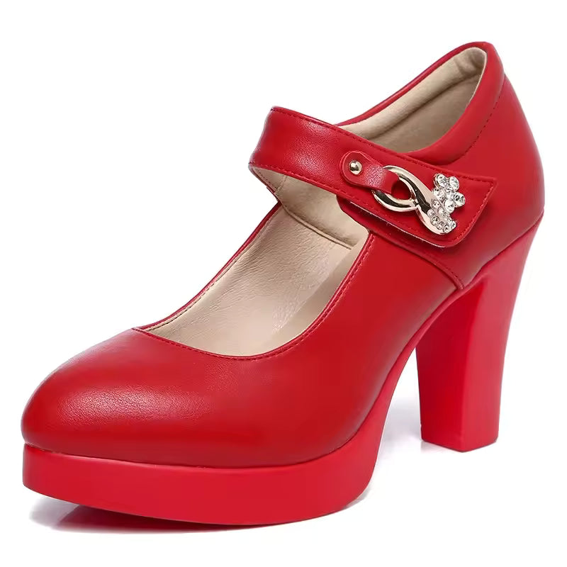 Elegant Wedding Pointed Toe Split Leather High Heels Pumps