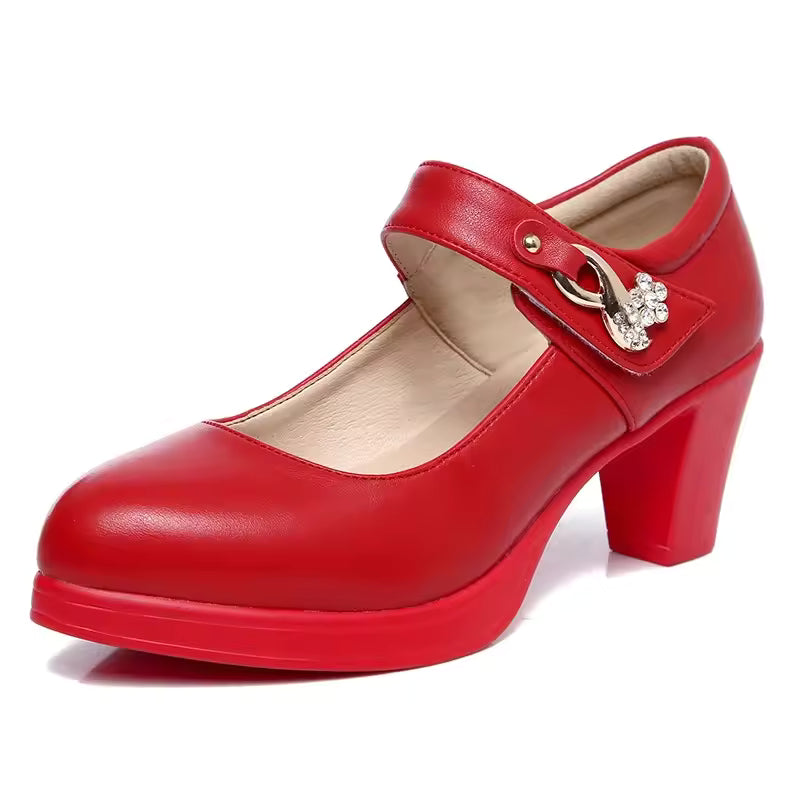 Elegant Wedding Pointed Toe Split Leather High Heels Pumps