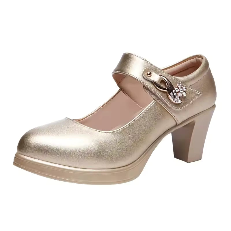 Elegant Wedding Pointed Toe Split Leather High Heels Pumps