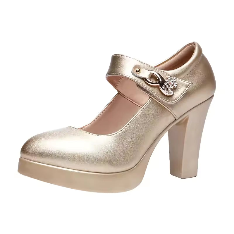 Elegant Wedding Pointed Toe Split Leather High Heels Pumps