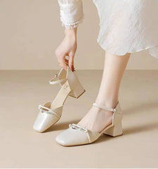 Elegant Wedge Artificial Leather Fish Mouth High Heels Sandals