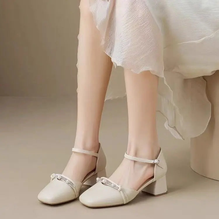 Elegant Wedge Artificial Leather Fish Mouth High Heels Sandals