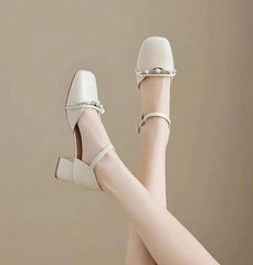 Elegant Wedge Artificial Leather Fish Mouth High Heels Sandals