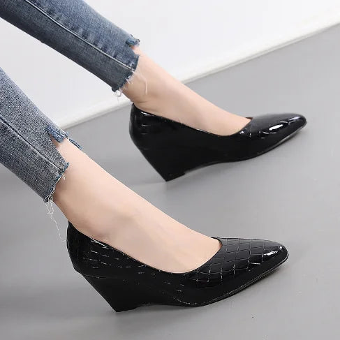 Elegant Wedges Party Pointed Toe Shallow Plus Size High Heels