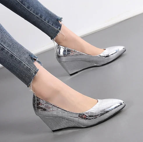 Elegant Wedges Party Pointed Toe Shallow Plus Size High Heels