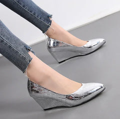 Elegant Wedges Party Pointed Toe Shallow Plus Size High Heels
