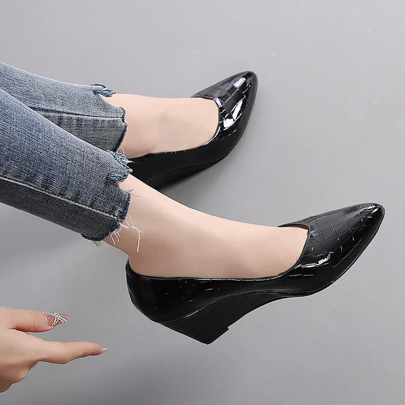 Elegant Wedges Party Pointed Toe Shallow Plus Size High Heels