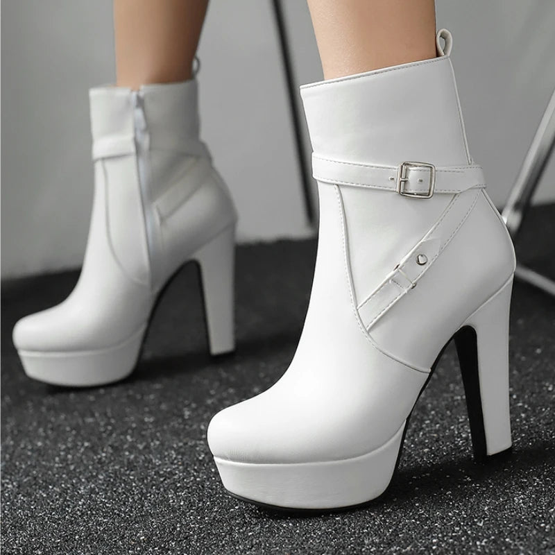 Elegant Zipper Platform Round Toe Concise Short Boot