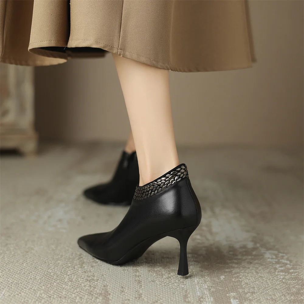 Elegant pointed toe side zip pumps natural suede leather evening dress heels