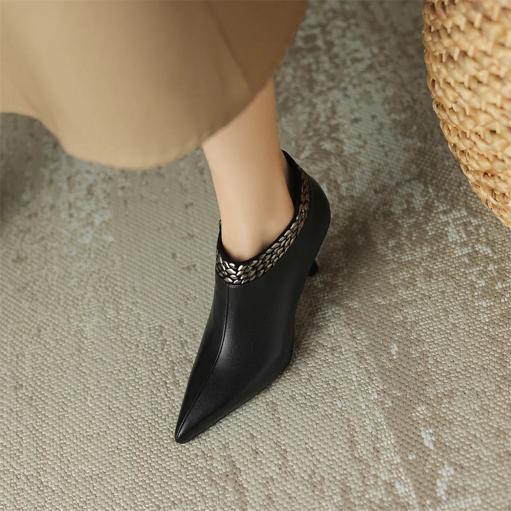 Elegant pointed toe side zip pumps natural suede leather evening dress heels
