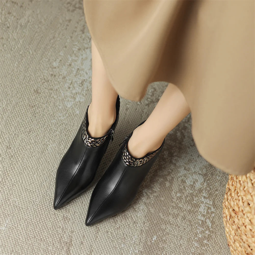 Elegant pointed toe side zip pumps natural suede leather evening dress heels