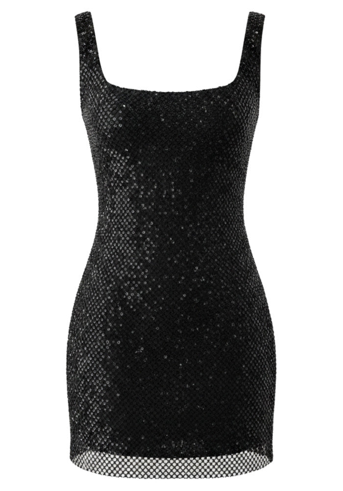 Embellished Backless Dress Black