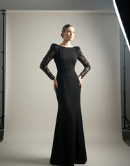 Embellished Long Sleeve Maxi Dress Black