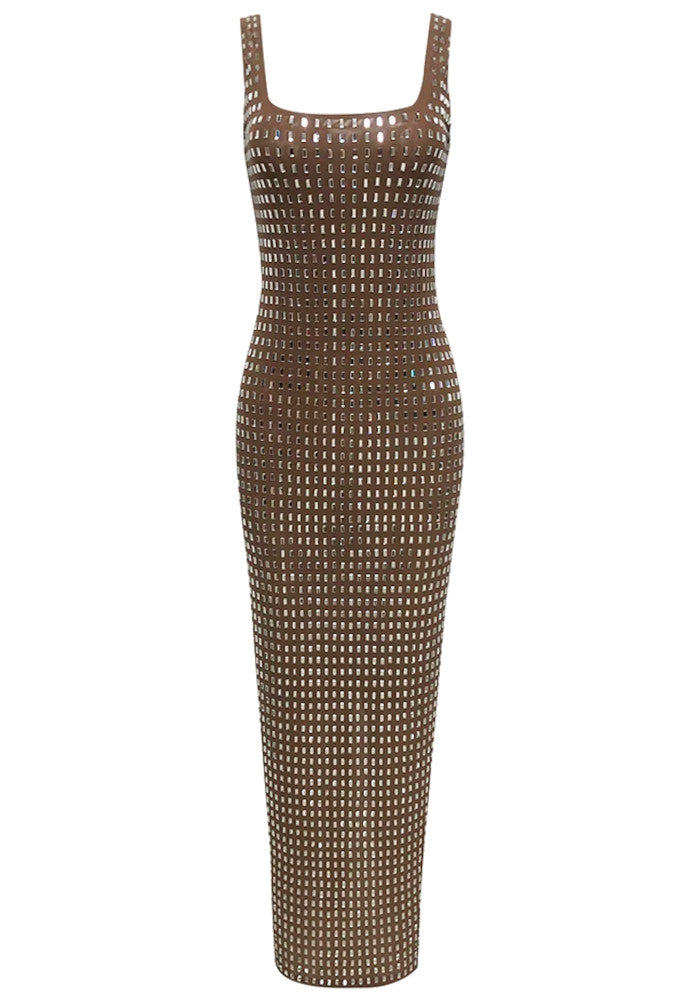 Embellished Maxi Dress Brown