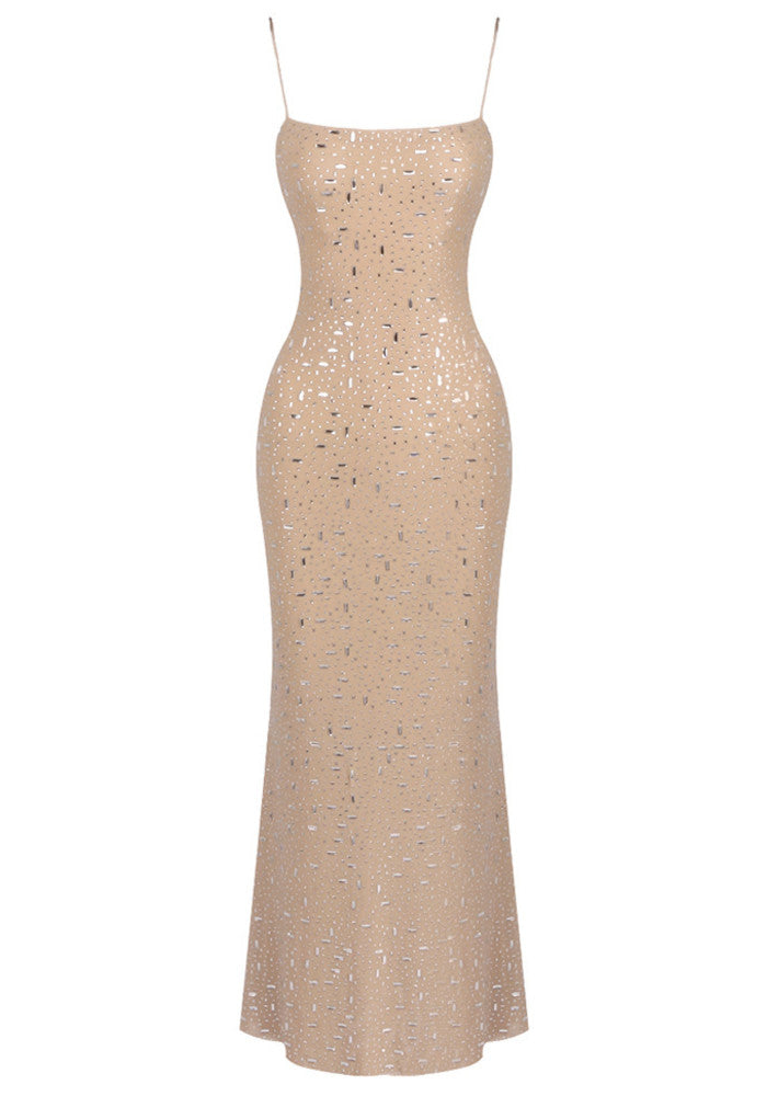Embellished Maxi Dress Nude