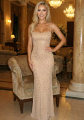 Embellished Maxi Dress Nude