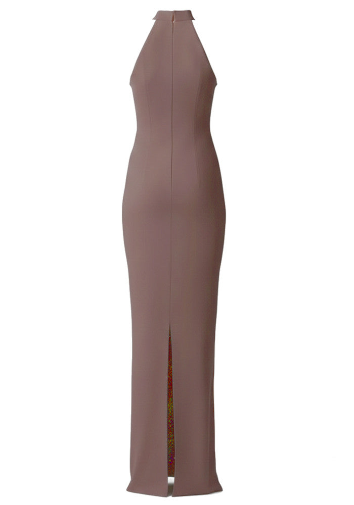 Embellished Mesh Insert Maxi Dress Brown