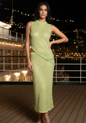 Embellished Midi Two Piece Dress Green
