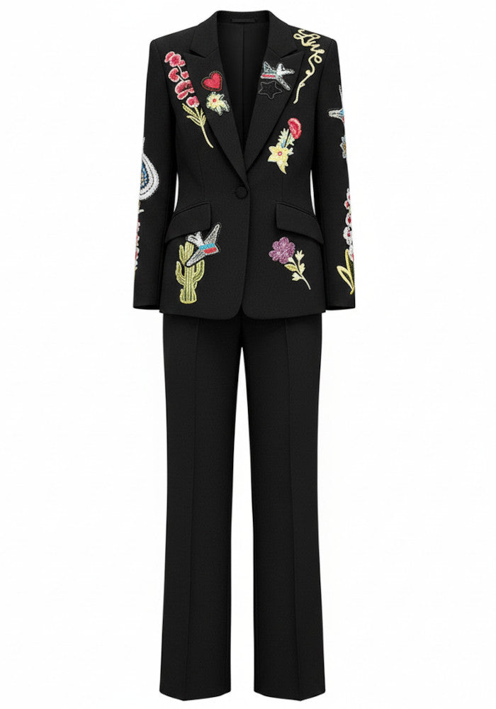 Embroidered Suit Black