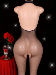 Erotic Sheer Bodystocking Lingerie Red Bodysuit Porn Sleeveless Underwear Body Open Bras Crotchless Costume
