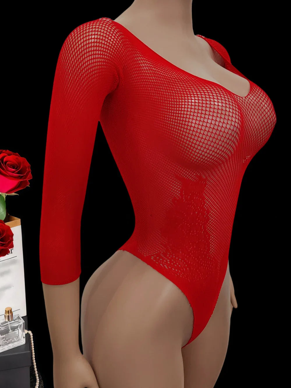 European And American Hollow out Bikini Long Sleeve Embroidered See through Slimming Suit Butt Baring Spicy Lingerie