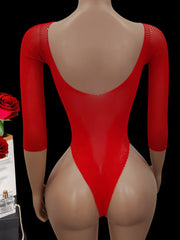 European And American Hollow out Bikini Long Sleeve Embroidered See through Slimming Suit Butt Baring Spicy Lingerie