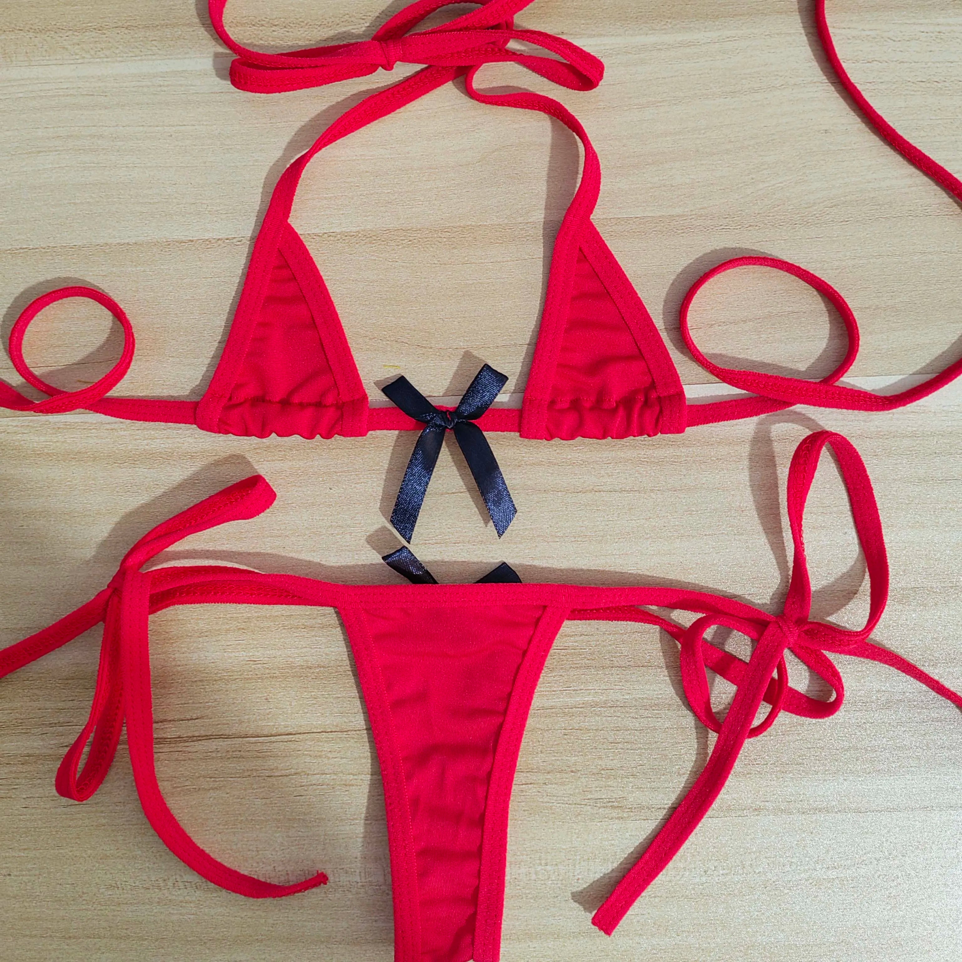 European and American cross-border new sports bikini mini erotic underwear swimsuit set
