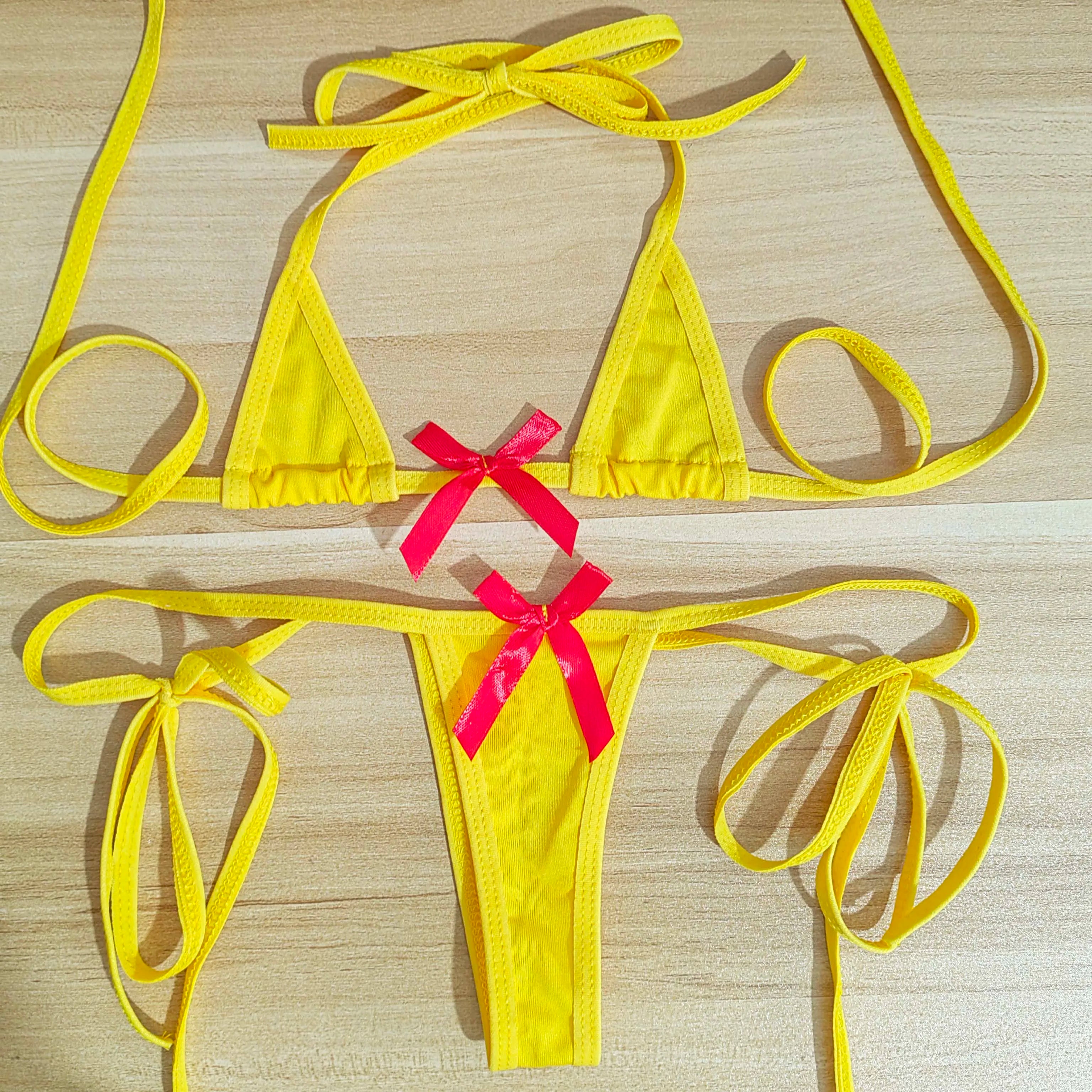 European and American cross-border new sports bikini mini erotic underwear swimsuit set