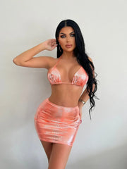 European and American swimsuits bikini shiny neck halter swimsuit
