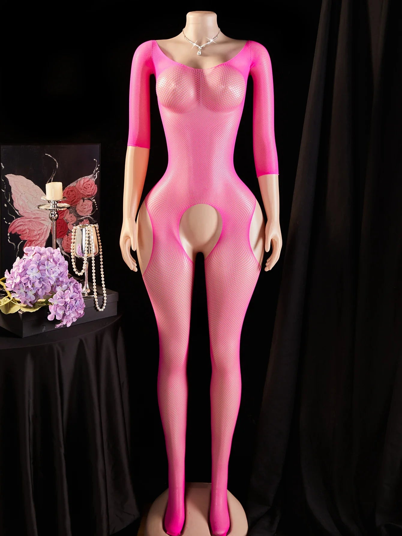 Exotic Halter Fishnets Bodystocking Tight Sheer Pantyhose Crotchless Erotic Costumes Porn Transparent Bodysuits