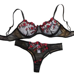 Fairy Bra Set Bralette 2-Piece Underwear Sets Floral Embroidery Steel Ring Bra And Panty Set